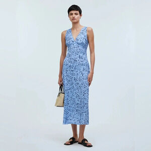 NWT Madewell The Ariana Midi Dress Floral Blue size 0